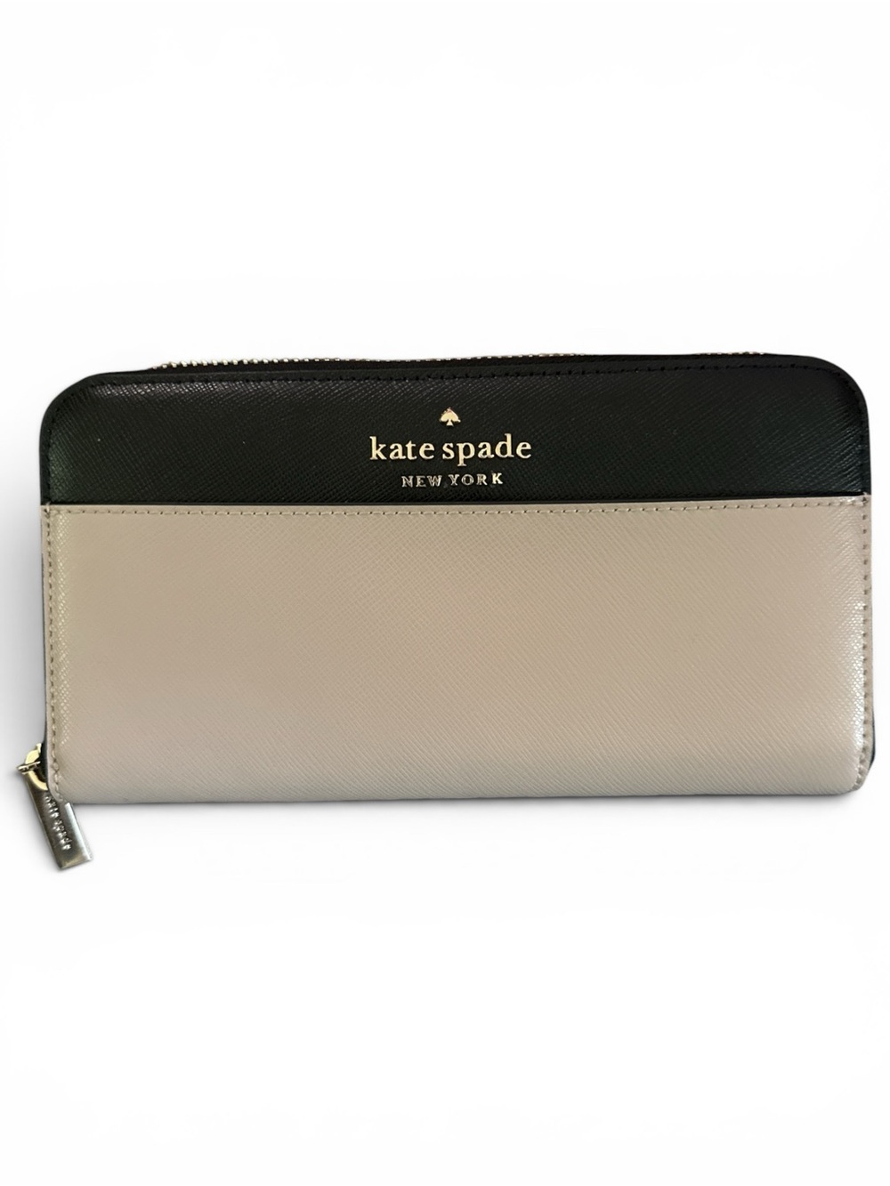 kate spade Two-Tone Black and Beige Zip Around Wallet